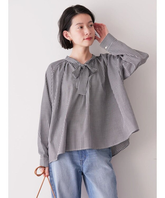 AMERICAN HOLIC イージーケア２ＷＡＹボウタイブラウス Gingham Check