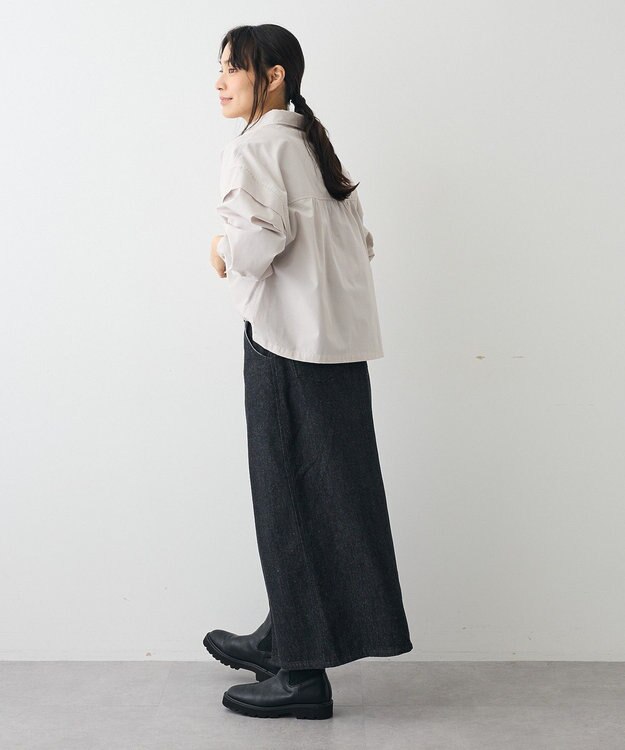 CRAFT STANDARD BOUTIQUE パネルデザインワイドシャツ Light Gray