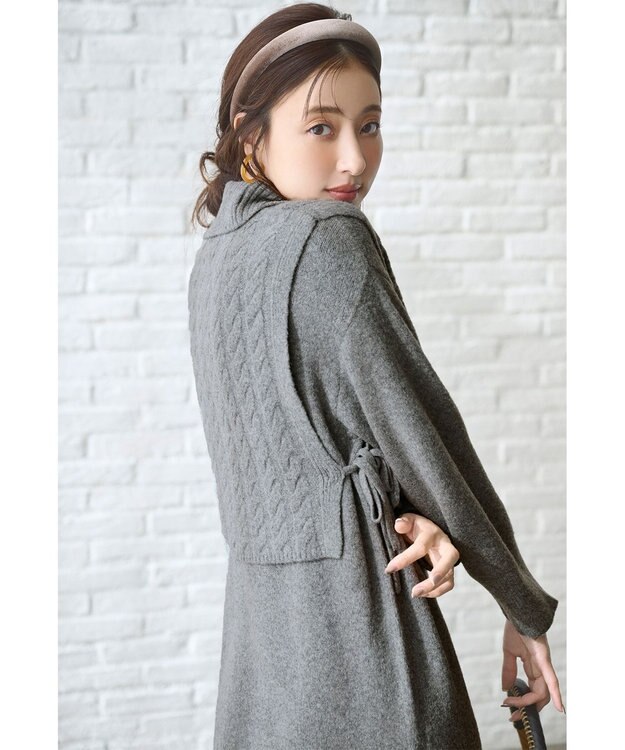 ANY SIS 【2WAY】ケーブルベストSETニット ワンピース チャコール