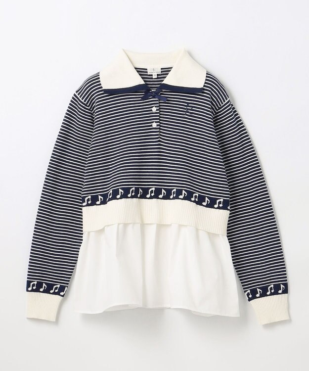 組曲 KIDS 【150-160㎝】ハーモニー ボーダートップス ネイビー