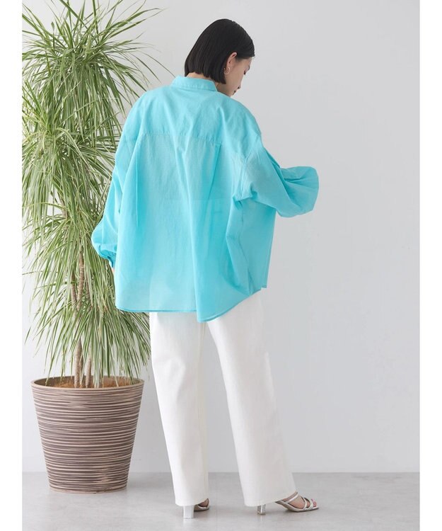 AMERICAN HOLIC 接触冷感＋速乾　強撚シアーボイルＢＩＧシャツ Sax