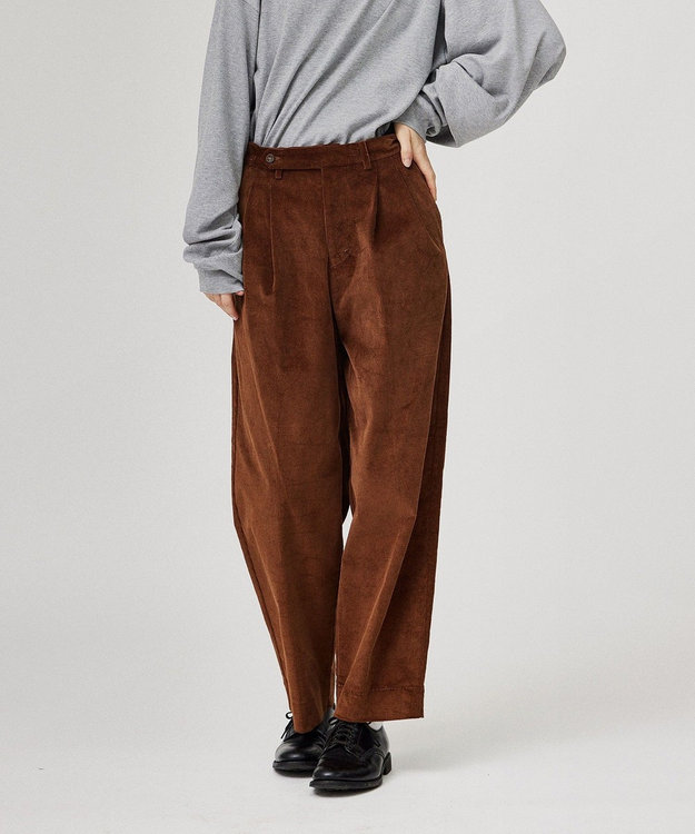 LENO CORDUROY TROUSERS　コーデュロイタックパンツ BROWN