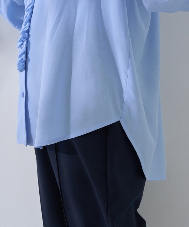 YECCA VECCA フリルVネックブラウス Blue