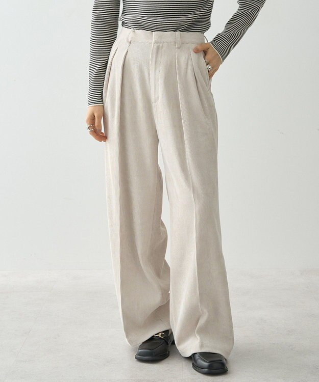 AMERICAN HOLIC コーデュロイタックワイドパンツ Ivory