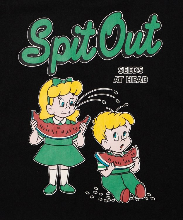 WEGO イラストモチーフグラフィックショートT ブラック