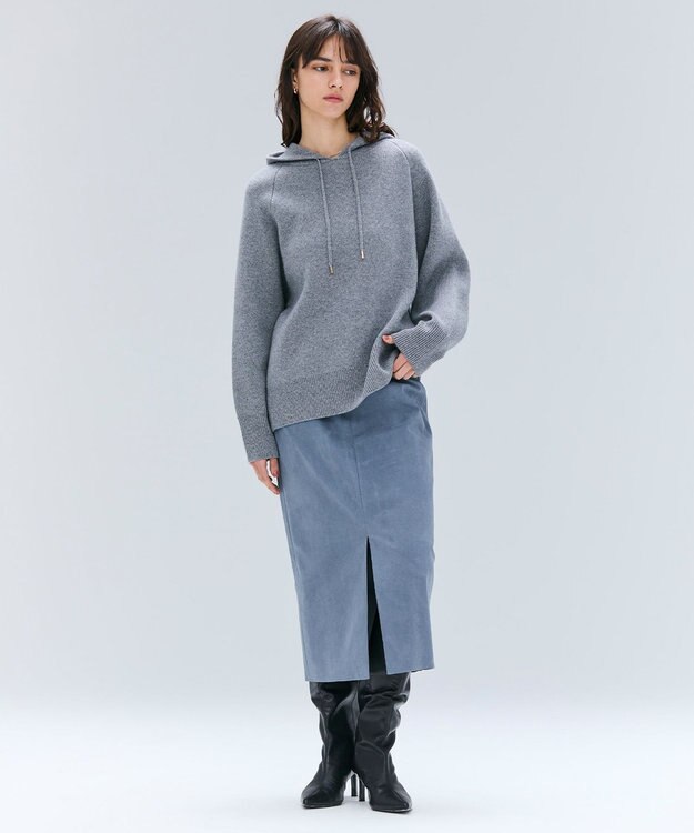 BEIGE， 【洗える】SEDONA / ウールカシミヤフーディーニット Gray