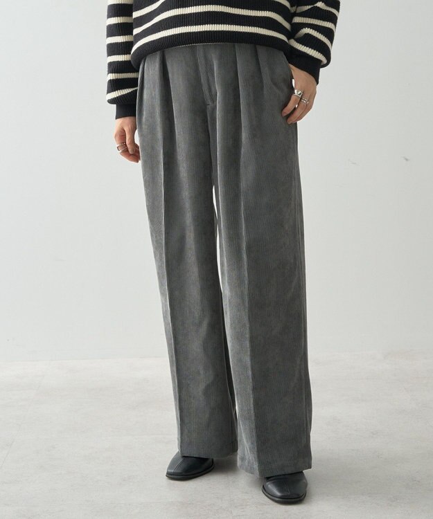 AMERICAN HOLIC コーデュロイタックワイドパンツ Charcoal Gray