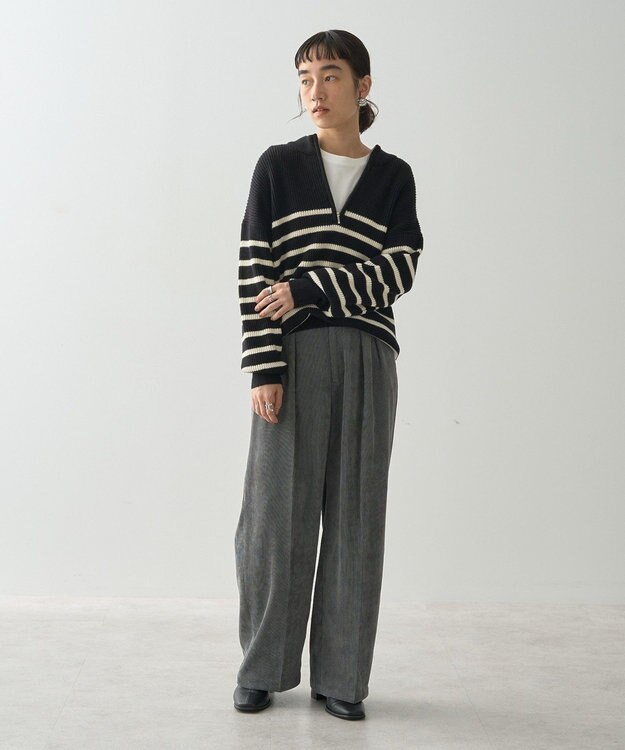 AMERICAN HOLIC コーデュロイタックワイドパンツ Charcoal Gray