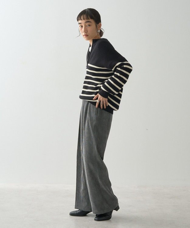 AMERICAN HOLIC コーデュロイタックワイドパンツ Charcoal Gray