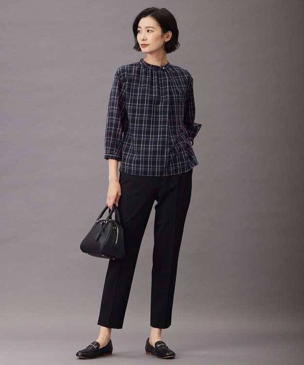 J.PRESS LADIES L 【WEB限定カラーあり・洗える】T/Rアルガンシルク テーパード パンツ ブラック系