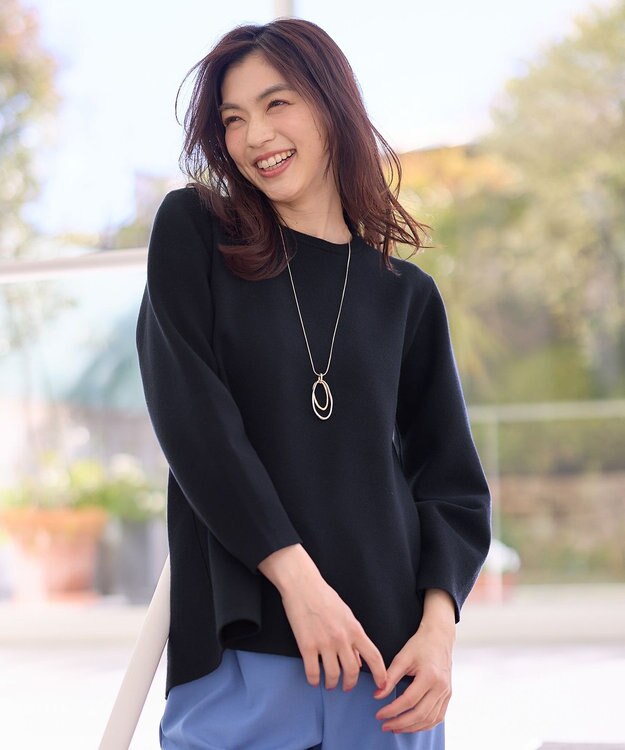 ANY ミラノリブチュニック丈ニット ネイビー