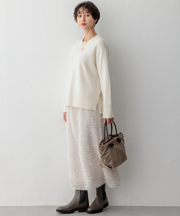 23区 【洗える】カシミヤブレンド クルーネック ニット ホワイト系