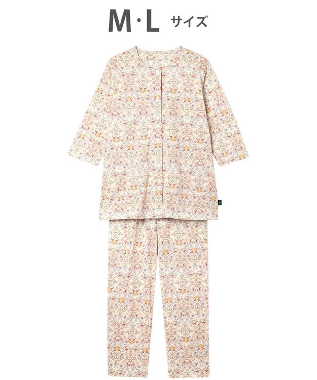 WACOAL パジャマ 綿100%(本体) 天竺素材 ミントン 7分袖 長袖 長ズボン レディース NDT266 /ワコール クリーム