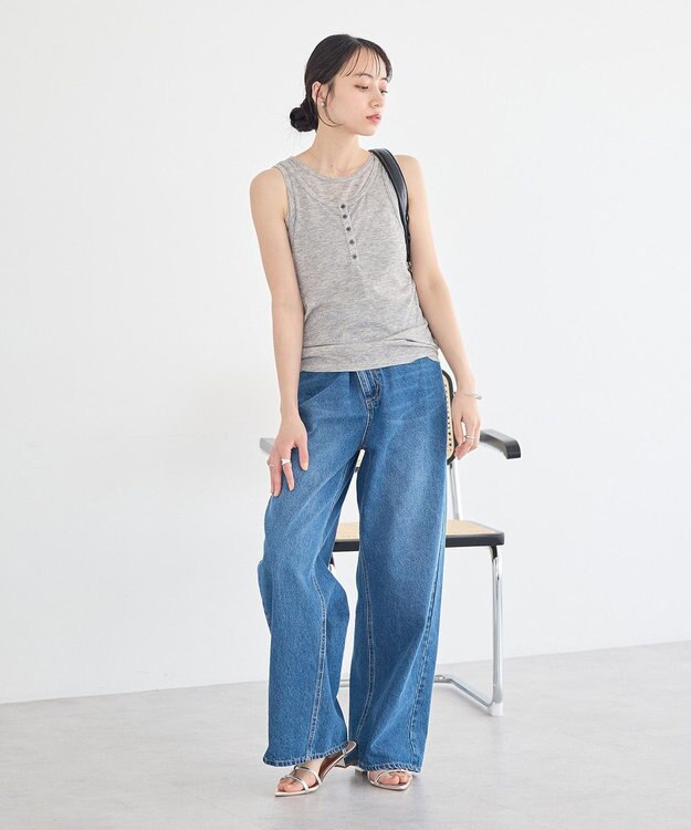 earth music&ecology 【SET】シアーフライスレイヤードタンクトップ Gray Mixture