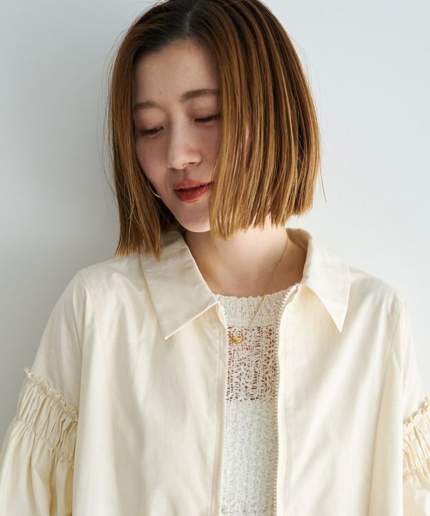 YECCA VECCA ボリュームギャザーデザインZIPブルゾン Ivory