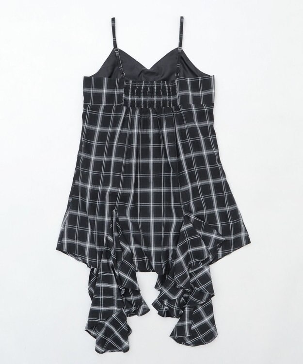 WEGO チェックイレヘムキャミワンピース ブラックチェック1
