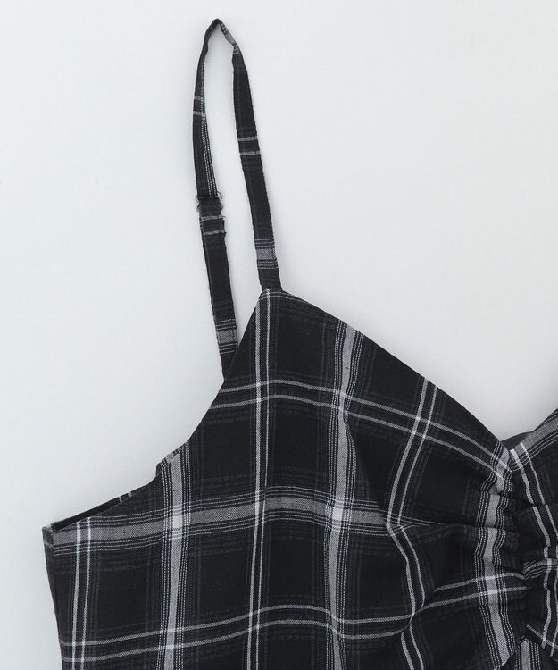 WEGO チェックイレヘムキャミワンピース ブラックチェック1