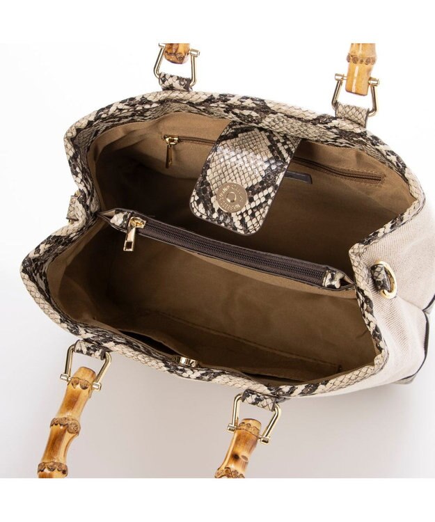 UNBILLION カシュカシュ cachecache / バンブーハンドルエルガリー2wayトート パイソン