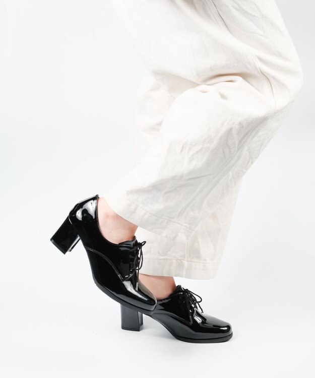 BONTRE 【pied du lapan/ピエドラパン】レースアップヒールシューズ/50750ZI ブラックエナメル