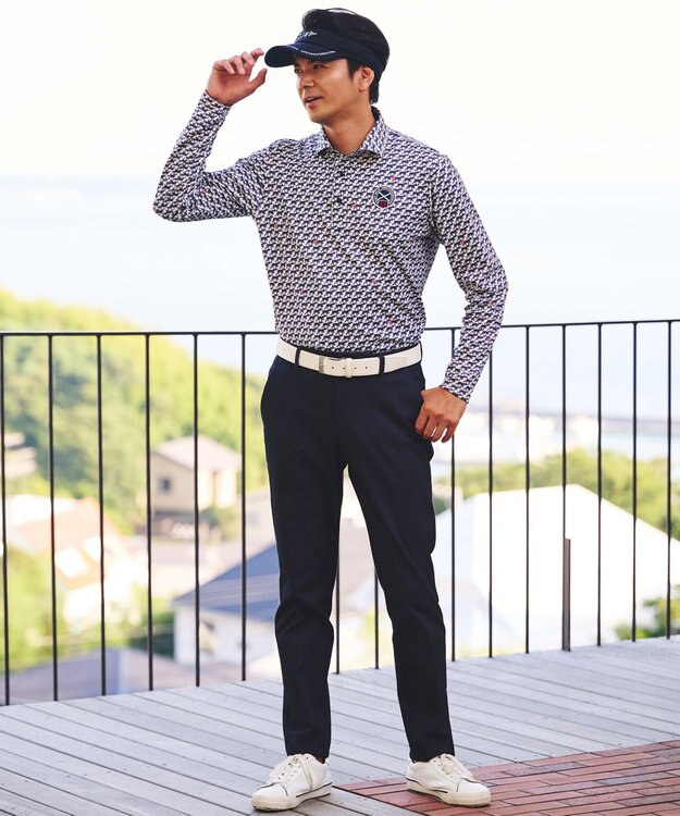 23区GOLF 【MEN】【吸水速乾/UVカット】ハウンドトゥース柄シャツ ホワイト系5