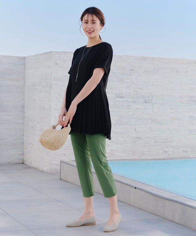 Tiaclasse 【洗える/撥水】スカラップニットフラットパンプス グレージュ