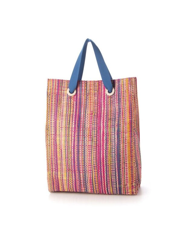 UNBILLION kakatoo ラフィアストライプカラーハンドルトート ピンク