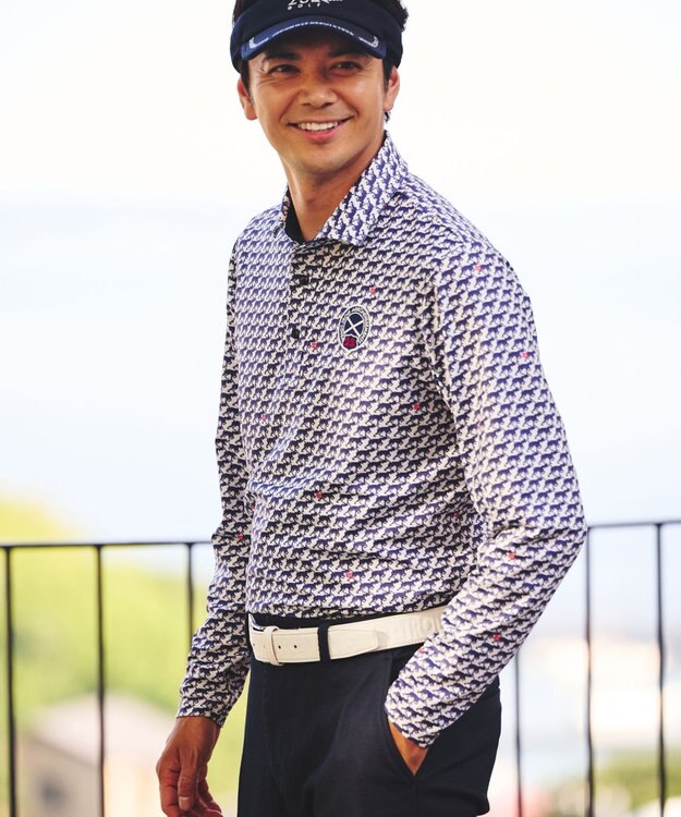 23区GOLF 【MEN】【吸水速乾/UVカット】ハウンドトゥース柄シャツ