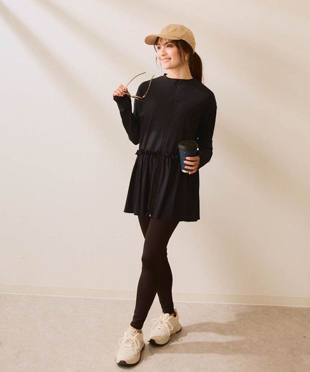 OP／FILA 【Ocean Pacific】フリル切替ラッシュガード ブラック