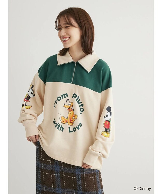 Green Parks Ｄｉｓｎｅｙ／裏毛ハーフＺＩＰスウェット Green