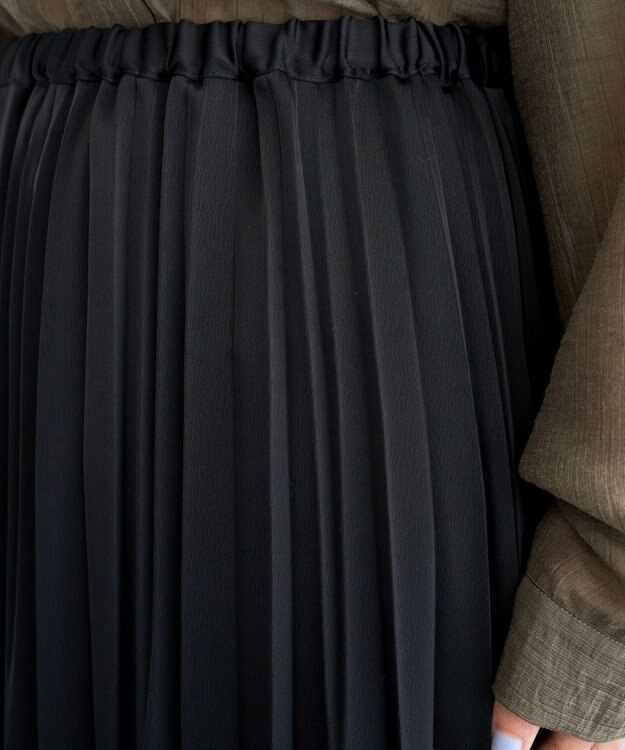 Green Parks サテン変形プリーツスカート Black