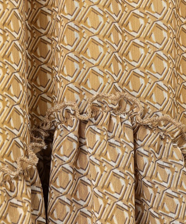 ANY SIS 【洗える】ティアードプリント スカート マスタード系