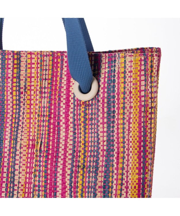 UNBILLION kakatoo ラフィアストライプカラーハンドルトート ピンク