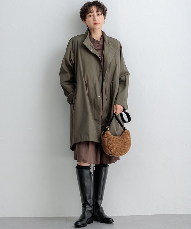 23区 【SLOW/一部店舗限定】ウォッシュドコットンサテン ワンピース ブラウン系