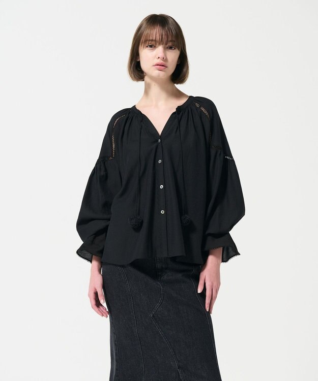 GRACE CONTINENTAL トリアセカフタントップ ブラック