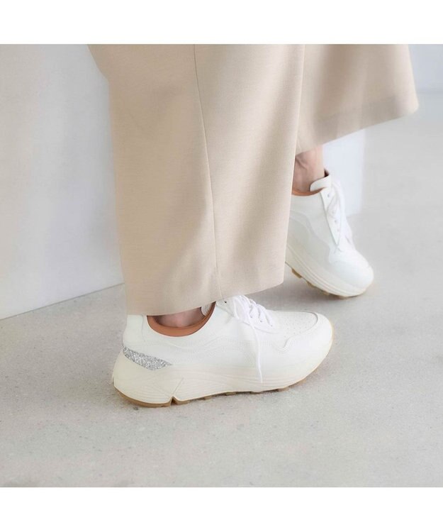 MODE ET JACOMO <carino>グリッター厚底スニーカー ホワイト