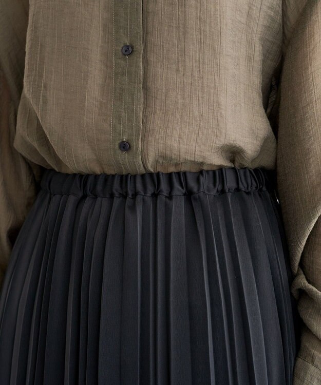 Green Parks サテン変形プリーツスカート Black