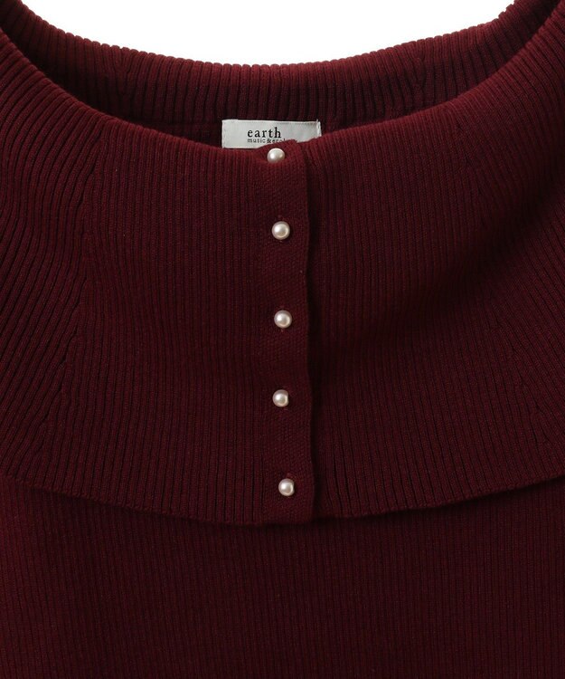 earth music&ecology ２Ｗａｙオフショルニットプルオーバー Red