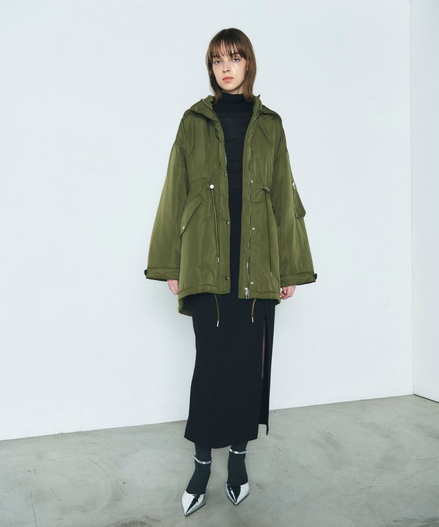GRACE CONTINENTAL ボリュームハーフコート カーキ