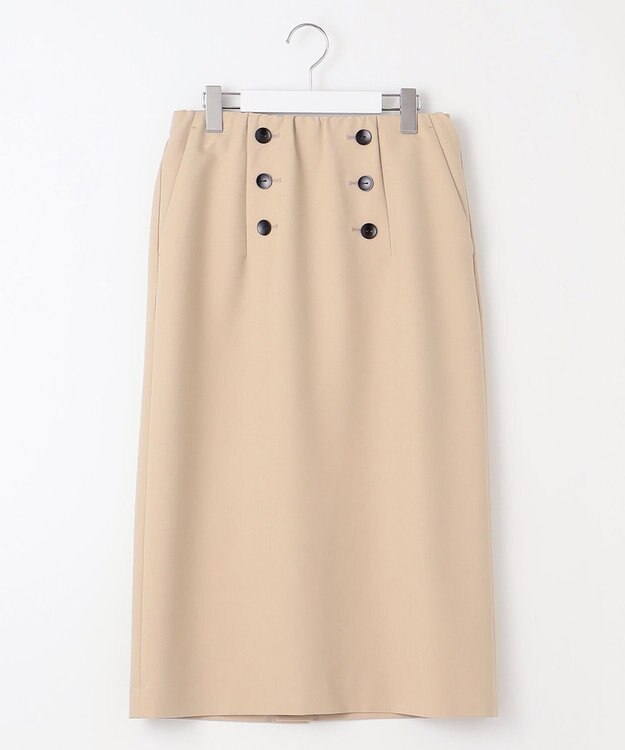 自由区 S 【洗える】オックスストレッチストレート スカート ベージュ