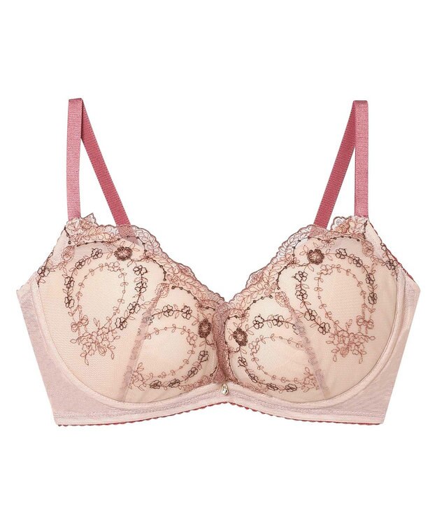 AMPHI 【sweet web掲載】 ノンワイヤーブラ 谷間をメイク 脇高設計 A～Gカップまで対応 大きいサイズ 【BRAGENIC ブラジェニック 脇高細見えタイプ】 ブラジャー ブラ BMI353 アンフィ／ワコール ピーチ