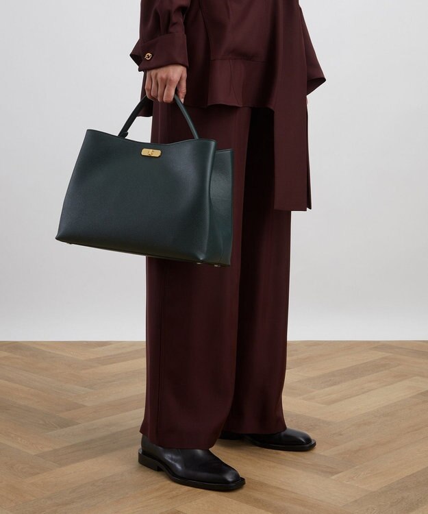 LIBERTY. アイフィス レザー トップハンドルバッグ ダークグリーン