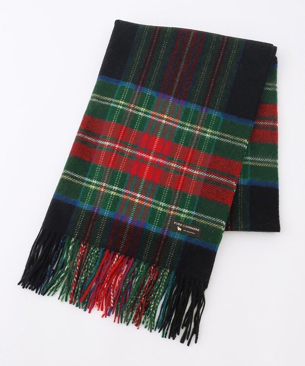 23区 カシミヤ チェック柄 ストール ブラック