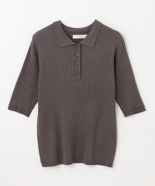 ANY 【洗濯機可能】ポロカラーニット ブラウン