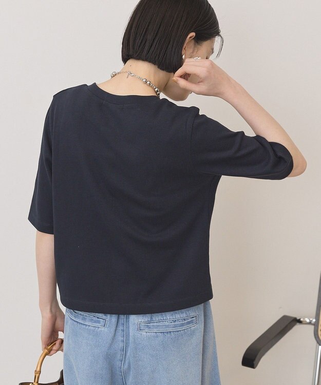 AMERICAN HOLIC 【マルチ機能】リブ半袖カーディガン Dark Navy