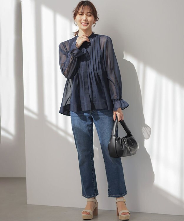 組曲 L 【先行予約】エアリーボイルシアー ブラウス ネイビー系