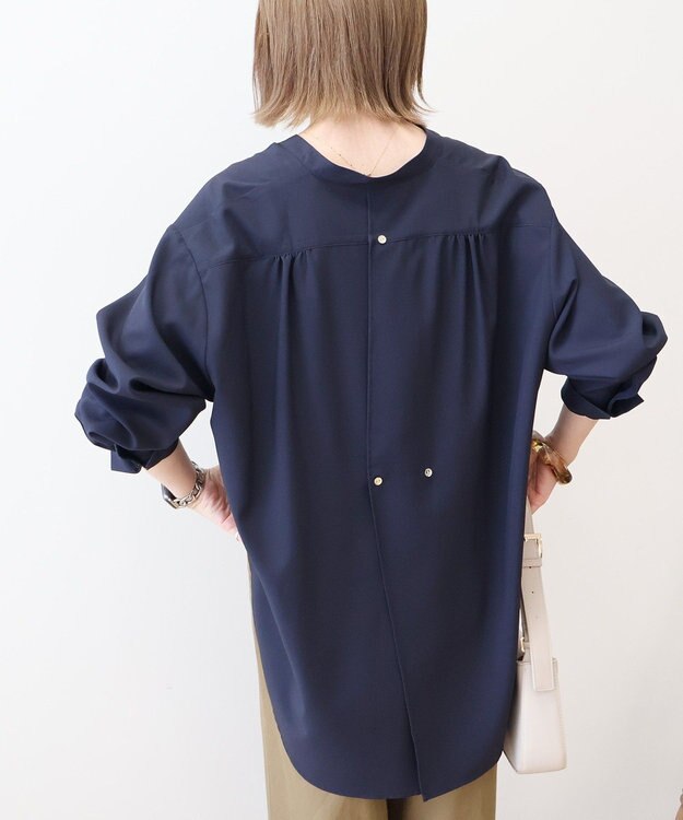 AMERICAN HOLIC 金ボタンバックシャンロングシャツ Navy