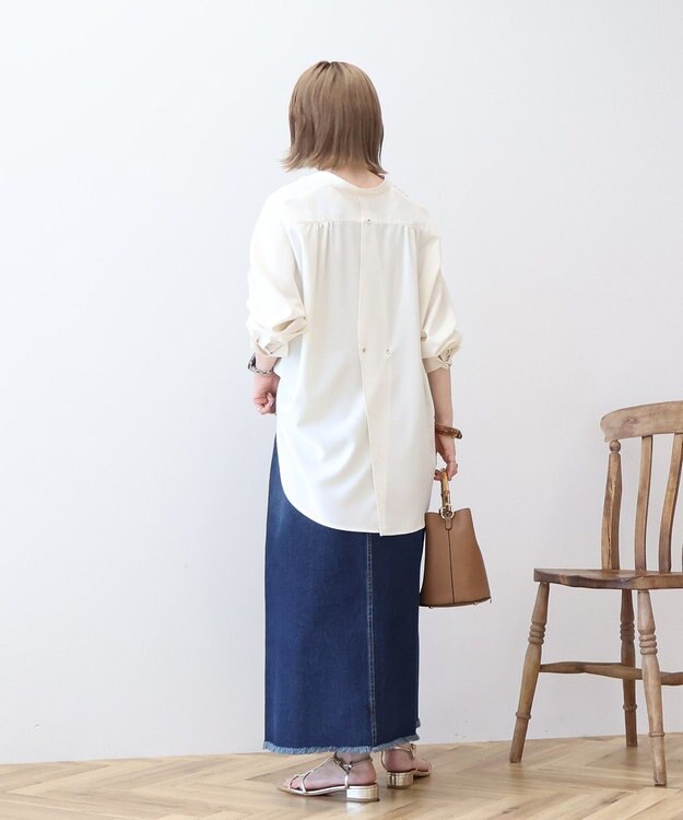 AMERICAN HOLIC 金ボタンバックシャンロングシャツ Ivory