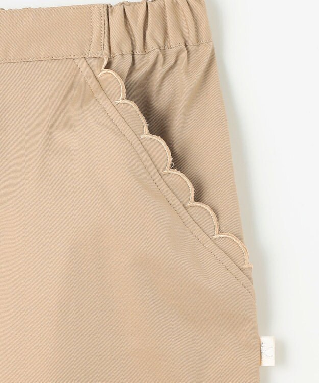 組曲 KIDS 【150-160㎝】スカラップポケット７分丈 パンツ ベージュ系