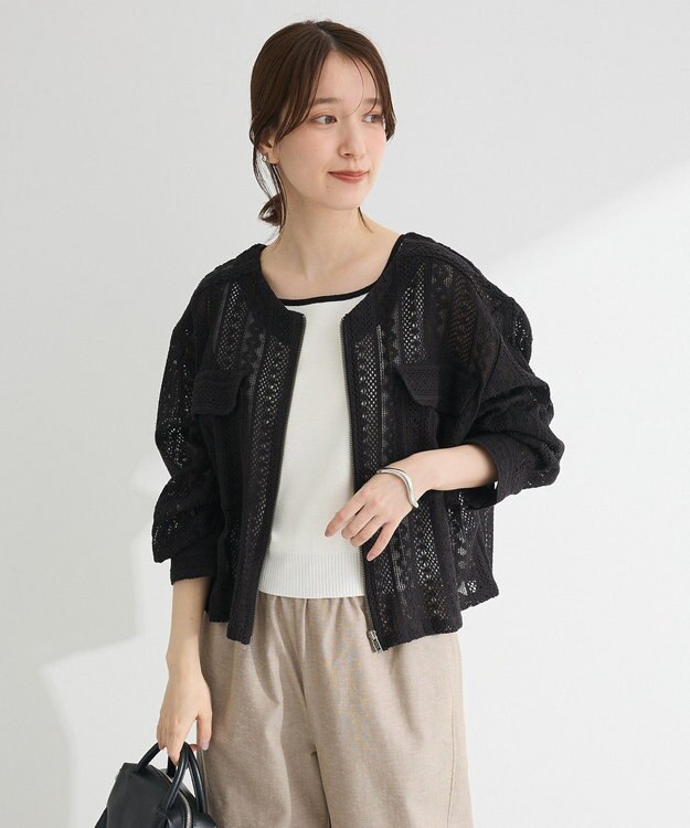 Green Parks Ｉ　レースシャツブルゾン Black