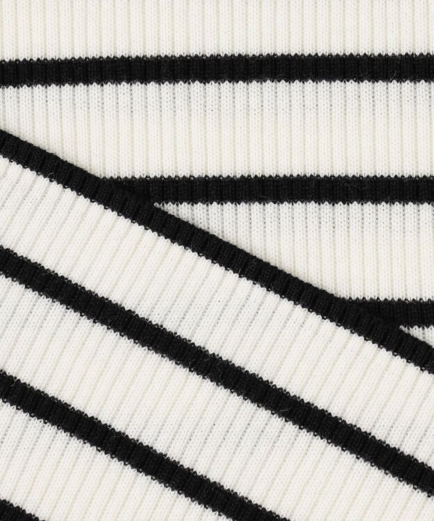ANY ウールブレンドリブニット オフベース×ブラックラインボーダー
